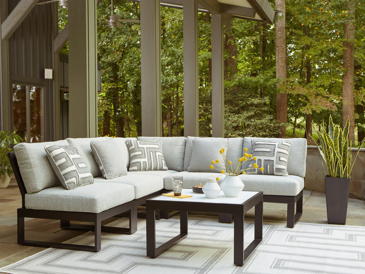 Best Deals Furniture - Ashley Furniture - Beachloft 5-Piece Outdoor Sectional - 5-Piece Outdoor Sectional / Black/Gray - P490P2