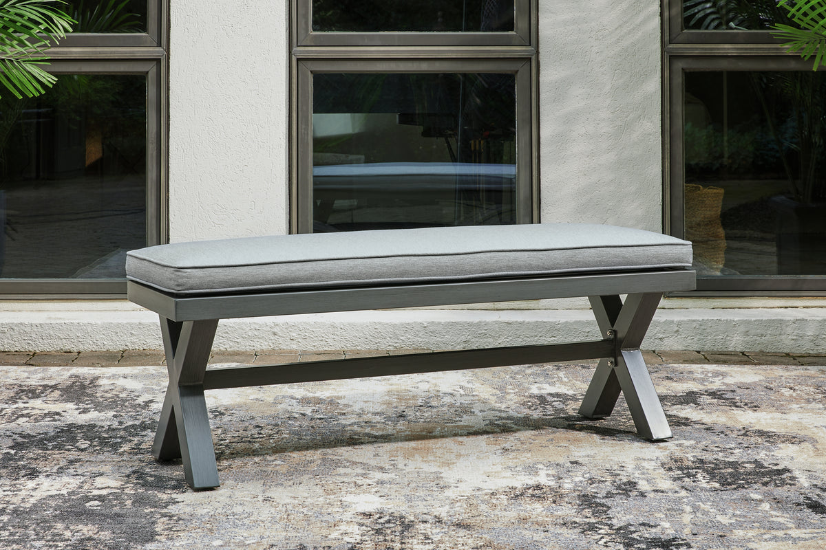 Best Deals Furniture - Ashley Furniture - Elite Park Outdoor Bench with Cushion - Bench with Cushion / Gray - P518-600