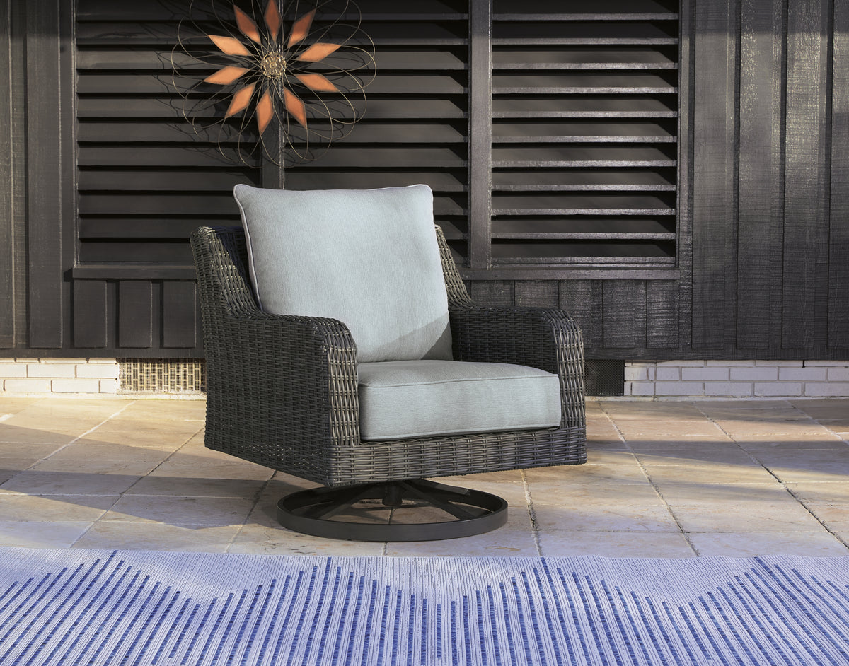 Best Deals Furniture - Ashley Furniture - Elite Park Outdoor Swivel Lounge with Cushion - Swivel Lounge w/ Cushion / Gray - P518-821