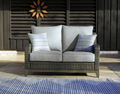 Best Deals Furniture - Ashley Furniture - Elite Park Outdoor Loveseat with Cushion - Loveseat w/Cushion / Gray - P518-835
