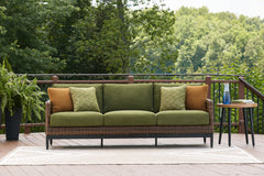Best Deals Furniture - Ashley Furniture - Horizon Hall Outdoor Sofa with Cushion - Sofa with Cushion / Brown/Green - P572-838