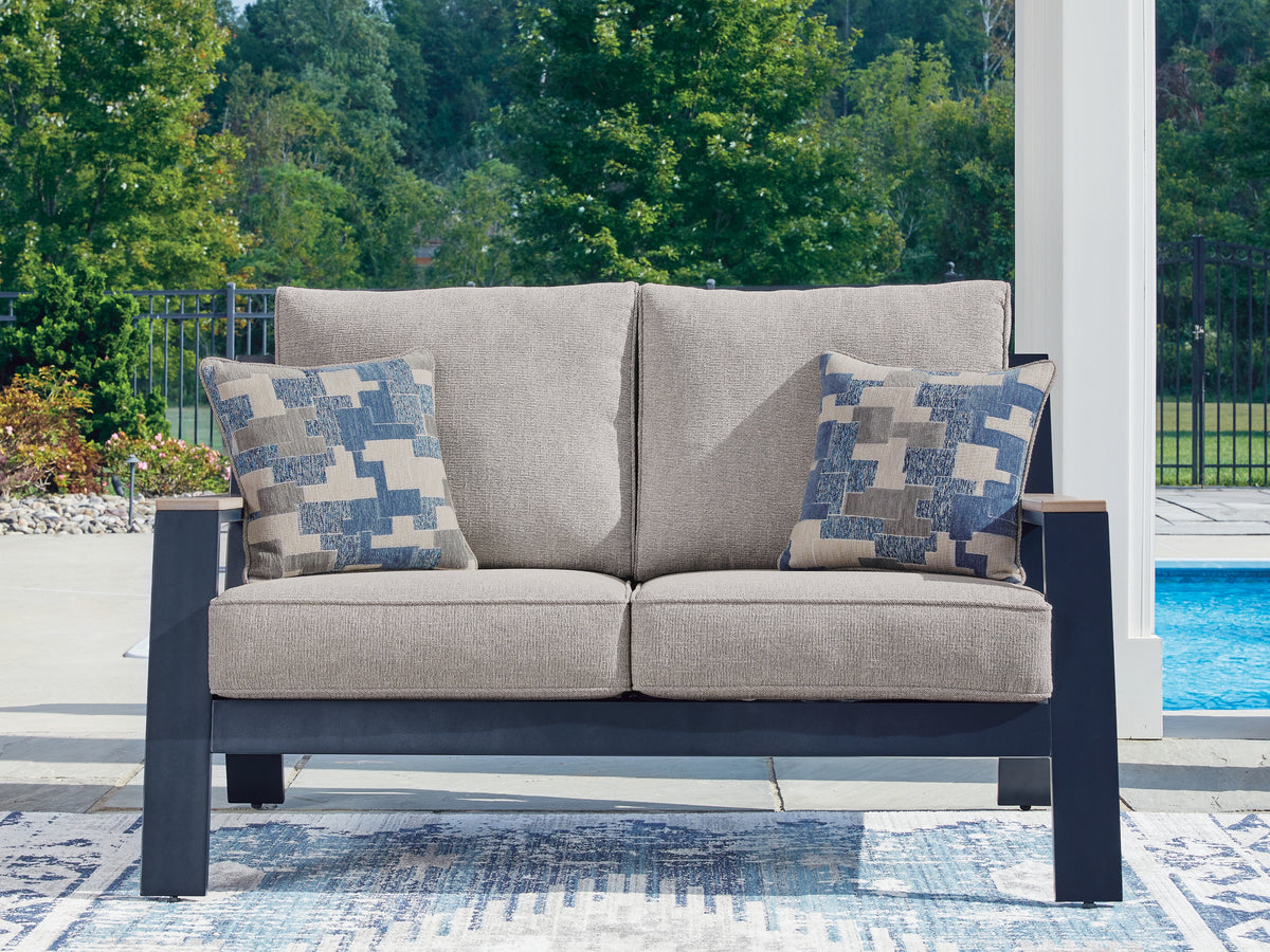 Best Deals Furniture - Ashley Furniture - East Beach Outdoor Loveseat with Cushion - Loveseat w/Cushion - PCP587-835