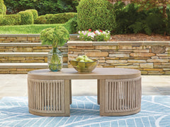 Best Deals Furniture - Ashley Furniture - Serena Shores Outdoor Coffee Table - Rectangular Cocktail Table / Beige - PCP604-701