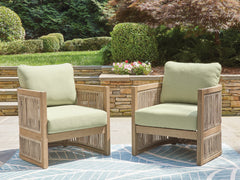 Best Deals Furniture - Ashley Furniture - Serena Shores Outdoor Lounge Chair (Set of 2) - Lounge Chair w/Cushion (Set of 2) / Beige/Green - PCP604-820
