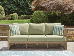 Best Deals Furniture - Ashley Furniture - Serena Shores Outdoor Sofa with Cushion - Sofa with Cushion / Beige/Green - PCP604-838