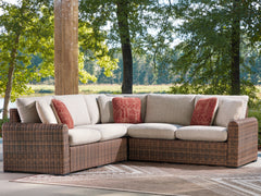 Best Deals Furniture - Ashley Furniture - Dolan Creek 3-Piece Outdoor Sectional - 3-Piece Outdoor Sectional / Beige/Brown - PCP610P1