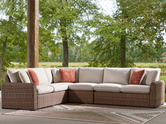 Best Deals Furniture - Ashley Furniture - Dolan Creek 4-Piece Outdoor Sectional - 4-Piece Outdoor Sectional / Beige/Brown - PCP610P2