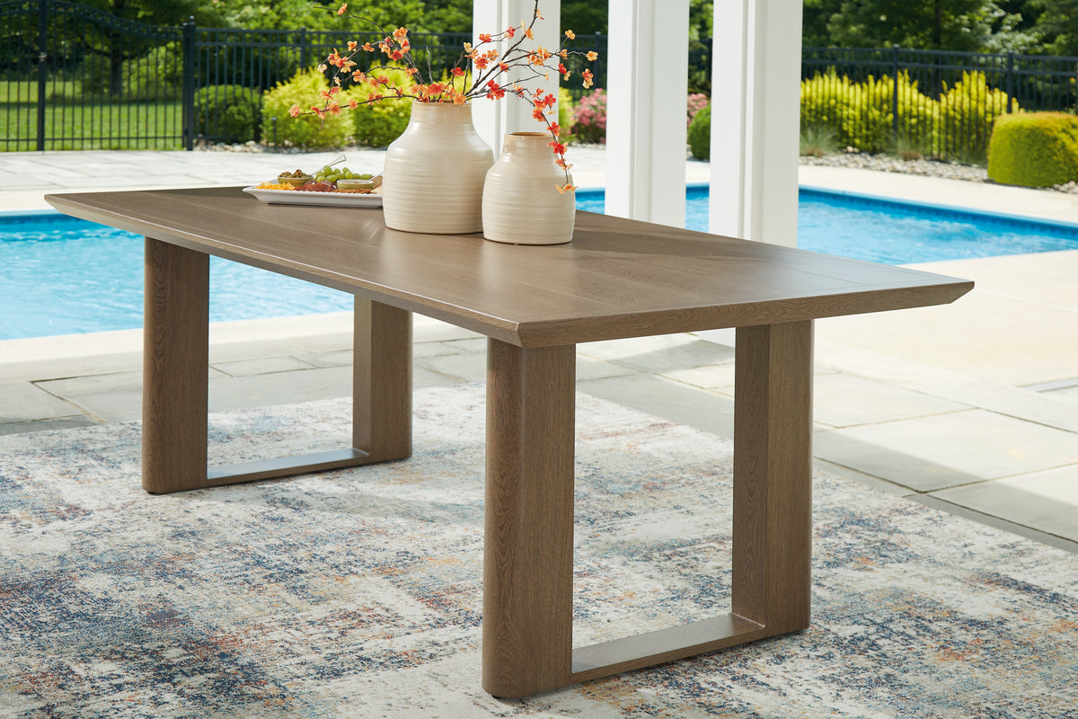 Best Deals Furniture - Ashley Furniture - Serene Bay Outdoor Dining Table - RECT Dining Table w/UMB OPT / Dark Brown - P671-625