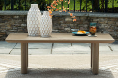 Best Deals Furniture - Ashley Furniture - Serene Bay Outdoor Coffee Table - Rectangular Cocktail Table / Dark Brown - P671-701
