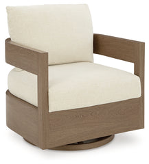 Best Deals Furniture - Ashley Furniture - Serene Bay Outdoor Swivel Glider Chair with Cushion - Swivel Glider Chair w/Cushion / Dark Brown/White - P671-821