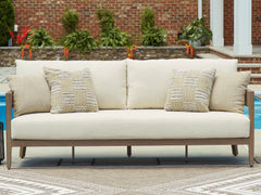 Best Deals Furniture - Ashley Furniture - Serene Bay Outdoor Sofa with Cushion - Sofa with Cushion / Dark Brown/White - P671-838
