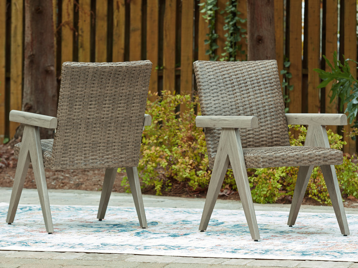 Best Deals Furniture - Ashley Furniture - Cliff Trails Outdoor Arm Chair (Set of 2) - Arm Chair (Set of 2) / Beige - PCP690-601A