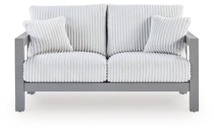 Best Deals Furniture - Ashley Furniture - Hurley Park Outdoor Loveseat with Cushion - Loveseat w/Cushion / Gray - PCP695-835