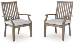 Best Deals Furniture - Ashley Furniture - Rainier Ranch Outdoor Arm Chair with Cushion (Set of 2) - Arm Chair With Cushion (Set of 2) / Brown/Beige - P701-601A