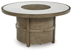 Best Deals Furniture - Ashley Furniture - Rainier Ranch Fire Pit Table - Round Fire Pit Table / Beige - P701-776