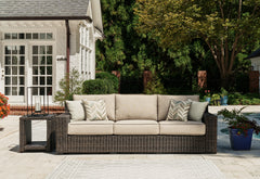 Best Deals Furniture - Ashley Furniture - Coastline Bay Outdoor Sofa with Cushion - Sofa with Cushion / Brown - P784-838