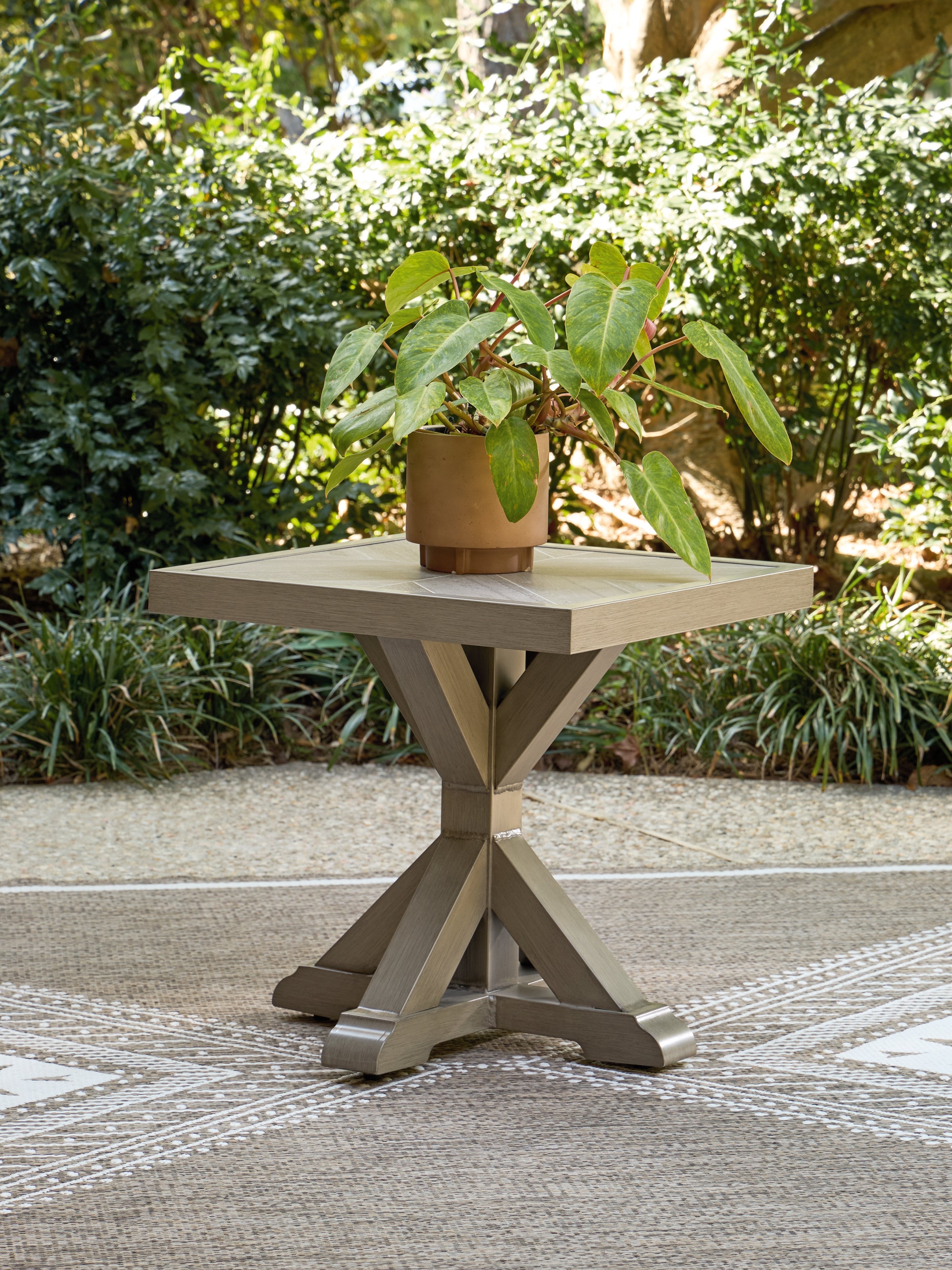 Best Deals Furniture - Ashley Furniture - Laguna Heights Outdoor End Table - Square End Table / Beige - PCP790-702