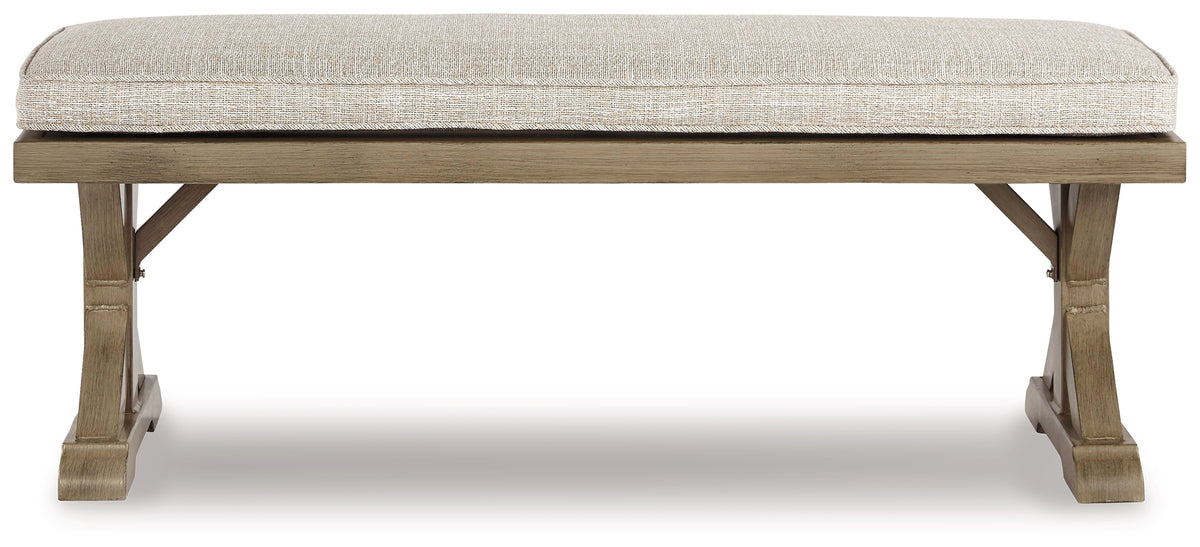 Best Deals Furniture - Ashley Furniture - Beachcroft 4-Piece Outdoor Sectional, 2 Arm Chairs, Lounge Chair and Bench - 4-Piece Outdoor Sectional, 2 Arm Chairs, Lounge Chair and Bench / Beige - P791P18