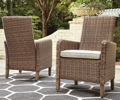 Best Deals Furniture - Ashley Furniture - Beachcroft Outdoor Arm Chair with Cushion (Set of 2) - Arm Chair With Cushion (Set of 2) / Beige - P791-601A
