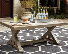 Best Deals Furniture - Ashley Furniture - Beachcroft Outdoor Coffee Table - Rectangular Cocktail Table / Black/Light Gray - P792-701