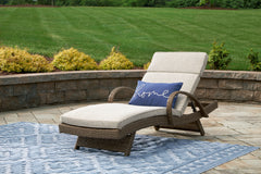 Best Deals Furniture - Ashley Furniture - Beachcroft Outdoor Chaise Lounge with Cushion - Chaise Lounge with Cushion / Beige - P791-815