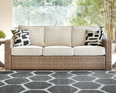 Best Deals Furniture - Ashley Furniture - Beachcroft Outdoor Sofa with Cushion - Sofa with Cushion / Black/Light Gray - P792-838
