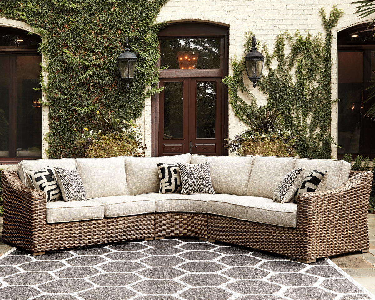 Best Deals Furniture - Ashley Furniture - Beachcroft 3-Piece Outdoor Seating Set - 3-Piece Outdoor Seating Set / Beige - P791P6
