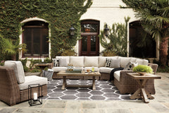 Best Deals Furniture - Ashley Furniture - Beachcroft 5-Piece Outdoor Sectional with Coffee Table and 2 End Tables - 5-Piece Outdoor Sectional with Coffee Table and 2 End Tables / Beige - P791P10