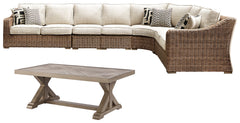 Best Deals Furniture - Ashley Furniture - Beachcroft 3-Piece Outdoor Sectional with Coffee Table and 2 End Tables - 3-Piece Outdoor Sectional with Coffee Table and 2 End Tables / Beige - P791P9