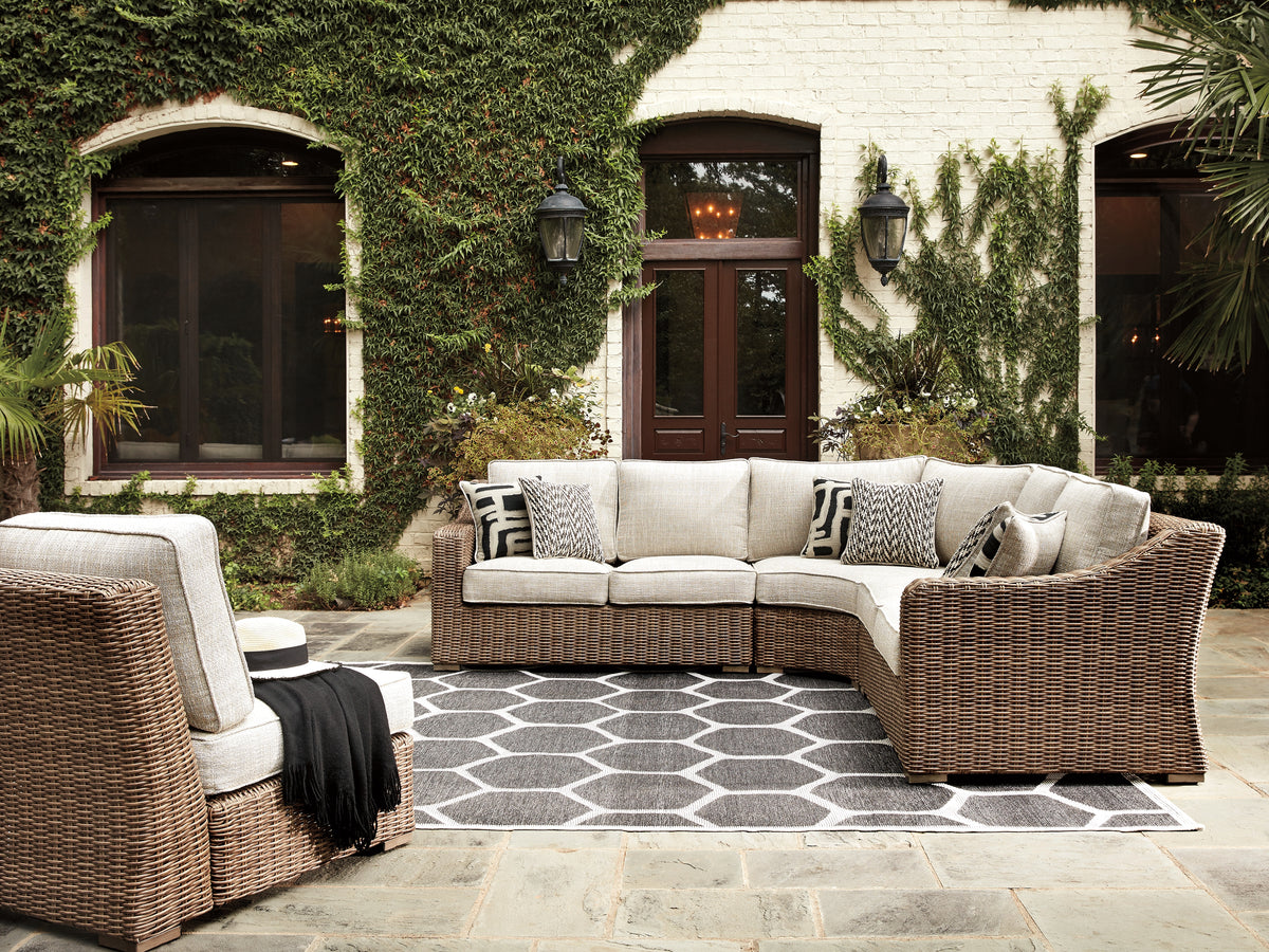 Best Deals Furniture - Ashley Furniture - Beachcroft 5-Piece Outdoor Seating Set - 5-Piece Outdoor Seating Set / Beige - P791P8