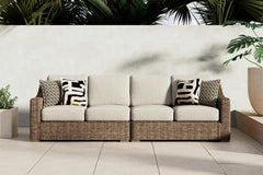 Best Deals Furniture - Ashley Furniture - Beachcroft 2-Piece Outdoor Loveseat with Cushion - RAF/LAF Loveseat w/CUSH (Set of 2) / Black/Light Gray - P792-854