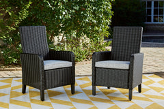 Best Deals Furniture - Ashley Furniture - Beachcroft Outdoor Arm Chair with Cushion (Set of 2) - Arm Chair With Cushion (Set of 2) / Black/Light Gray - P792-601A