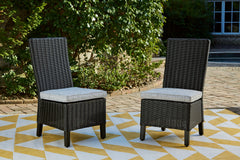 Best Deals Furniture - Ashley Furniture - Beachcroft Outdoor Side Chair with Cushion (Set of 2) - Side Chair with Cushion (Set of 2) / Black/Light Gray - P792-601