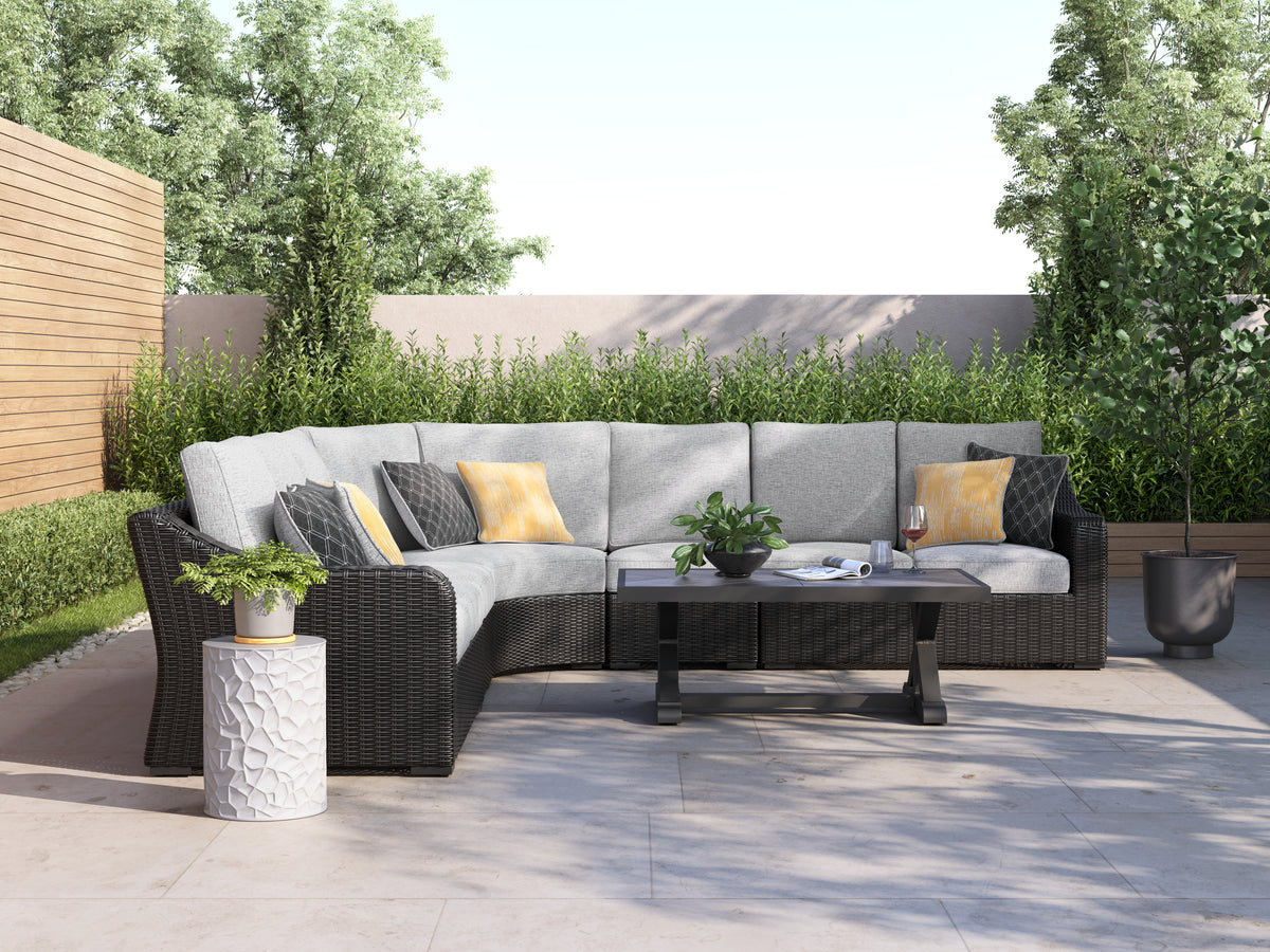 Best Deals Furniture - Ashley Furniture - Beachcroft 5-Piece Outdoor Sectional - 5-Piece Outdoor Sectional / Black/Light Gray - P792P6