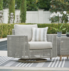 Best Deals Furniture - Ashley Furniture - Seton Creek Outdoor Swivel Lounge with Cushion - Swivel Lounge w/ Cushion / Gray - P798-821