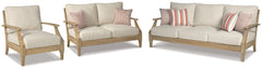 Best Deals Furniture - Ashley Furniture - Clare View Outdoor Sofa, Loveseat and Lounge Chair - Outdoor Sofa, Loveseat and Lounge Chair / Beige - P801P8