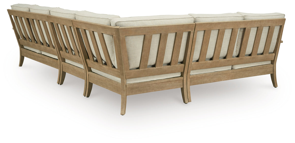 Best Deals Furniture - Ashley Furniture - Clare View 4-Piece Outdoor Sectional - 4-Piece Outdoor Sectional / Beige - P801P11