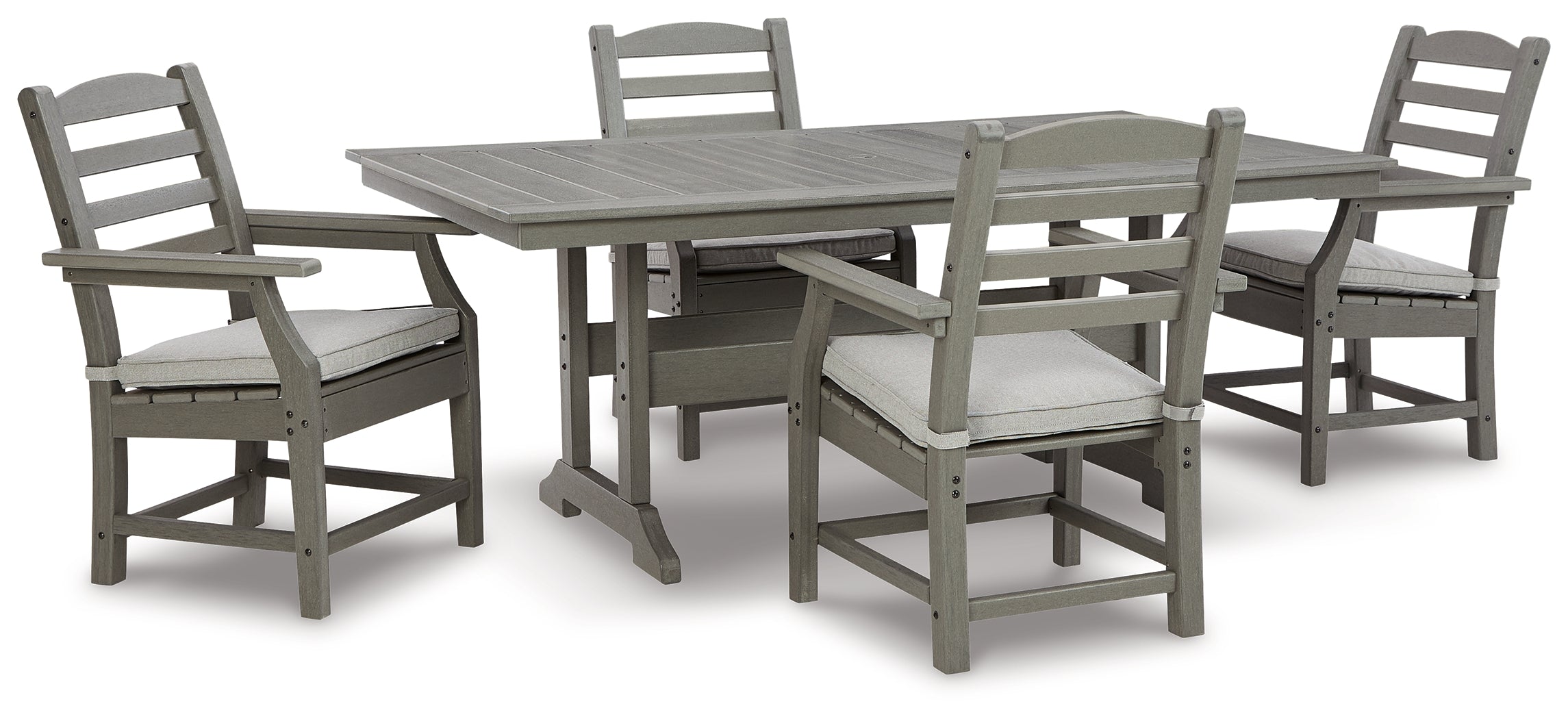 Best Deals Furniture - Ashley Furniture - Visola Outdoor Dining Table with 4 Chairs - Outdoor Dining Table with 4 Chairs / Gray - P802P4
