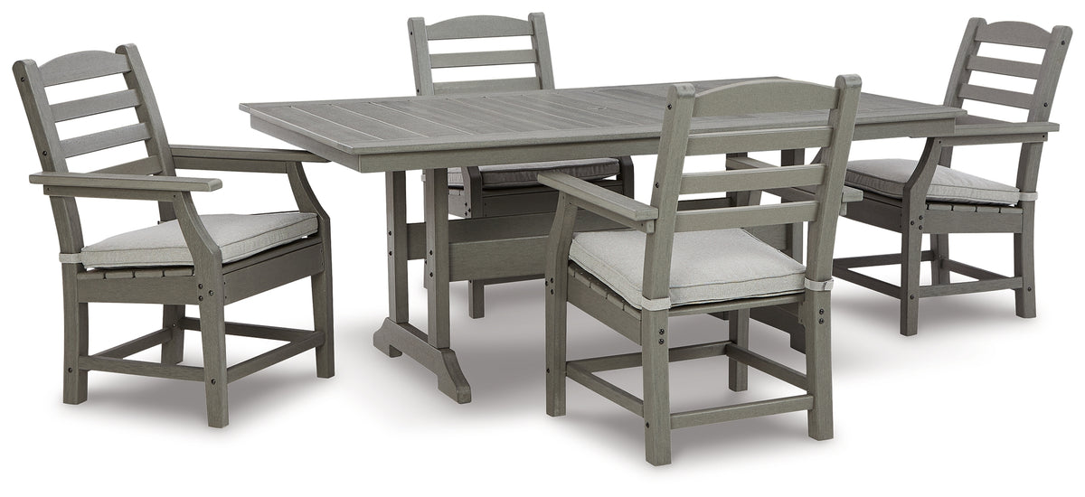 Best Deals Furniture - Ashley Furniture - Visola Outdoor Dining Table with 4 Chairs - Outdoor Dining Table with 4 Chairs / Gray - P802P4
