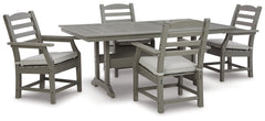 Best Deals Furniture - Ashley Furniture - Visola Outdoor Dining Table with 4 Chairs - Outdoor Dining Table with 4 Chairs / Gray - P802P4
