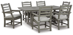 Best Deals Furniture - Ashley Furniture - Visola Outdoor Dining Table with 6 Chairs - Outdoor Dining Table with 6 Chairs / Gray - P802P3