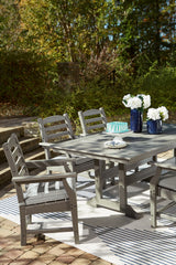 Best Deals Furniture - Ashley Furniture - Visola Outdoor Dining Table - RECT Dining Table w/UMB OPT / Gray - P802-625