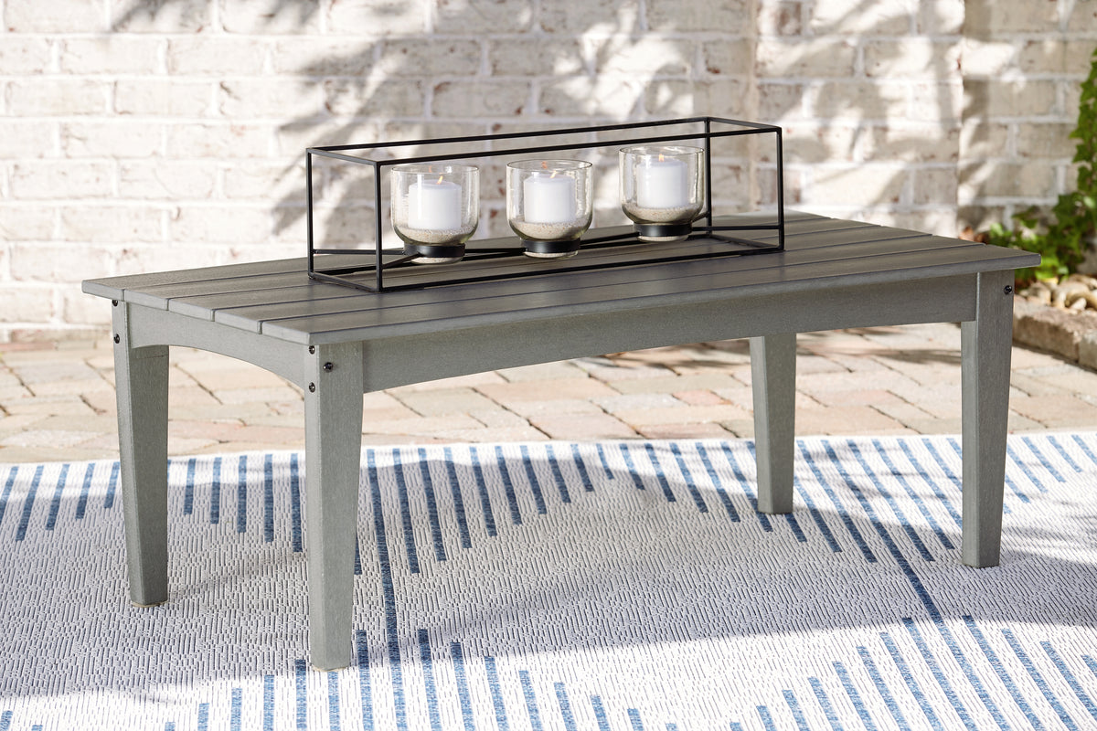 Best Deals Furniture - Ashley Furniture - Visola Outdoor Coffee Table - Rectangular Cocktail Table / Gray - P802-701