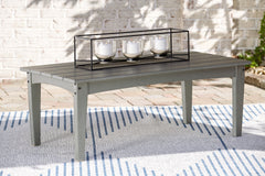 Best Deals Furniture - Ashley Furniture - Visola Outdoor Coffee Table - Rectangular Cocktail Table / Gray - P802-701