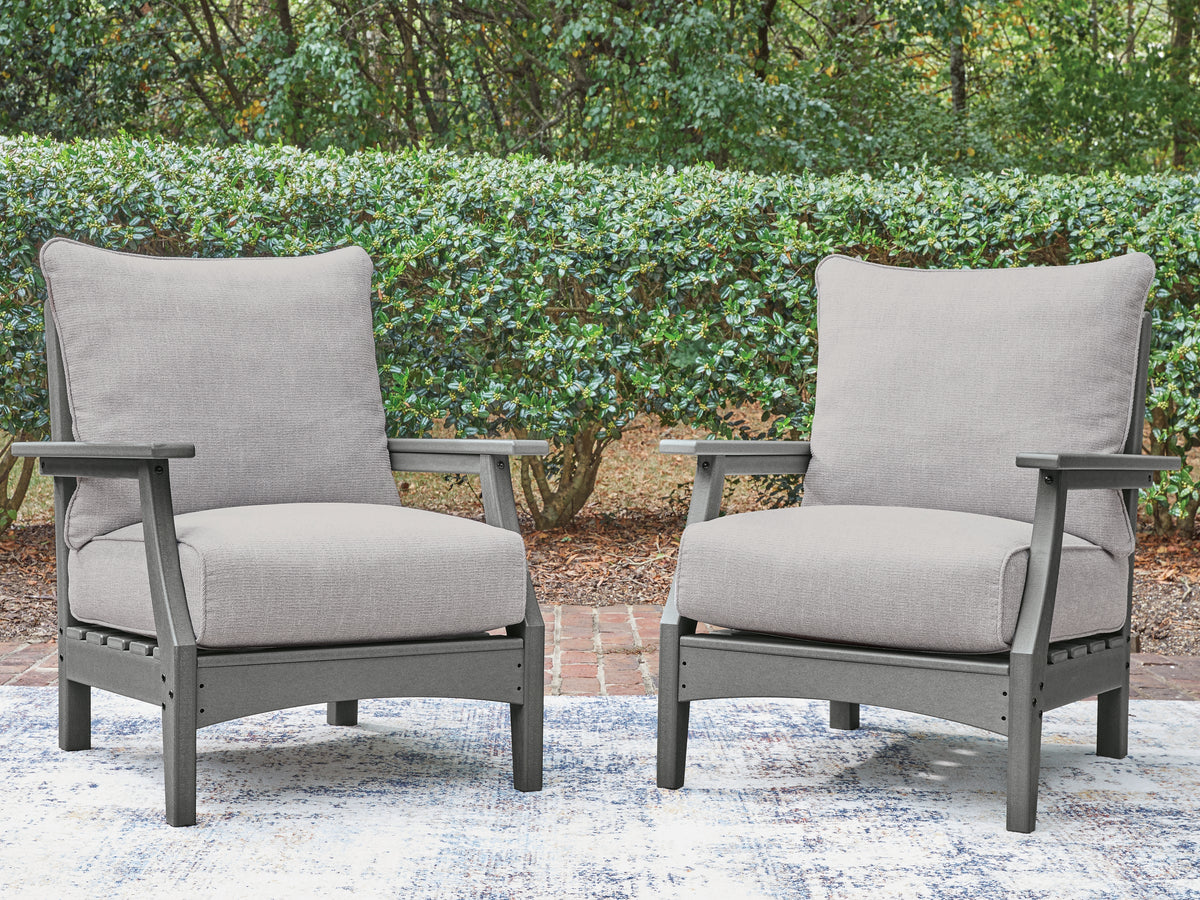 Best Deals Furniture - Ashley Furniture - Cove Beach Outdoor Lounge Chair with Cushion - Lounge Chair w/Cushion (Set of 2) - PCP803-820