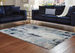 Best Deals Furniture - Ashley Furniture - Leonelle 5'3" x 7'3" Rug - 5'3" x 7'3" Rug / Cream/Blue/Gray - R404872