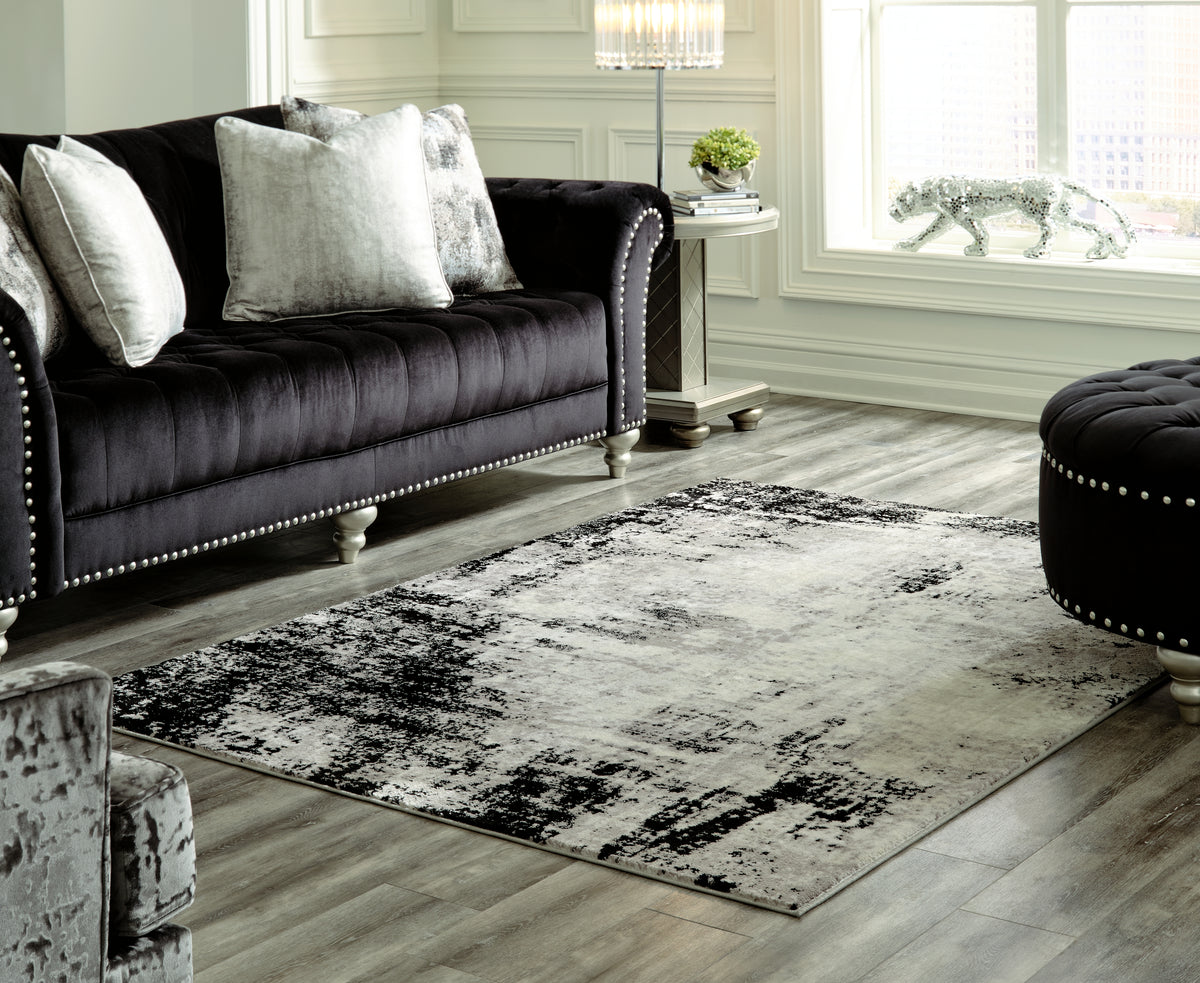 Best Deals Furniture - Ashley Furniture - Zekeman 7'10" x 10' Rug - 7'10" x 10' Rug / Black/Cream/Gray - R404921