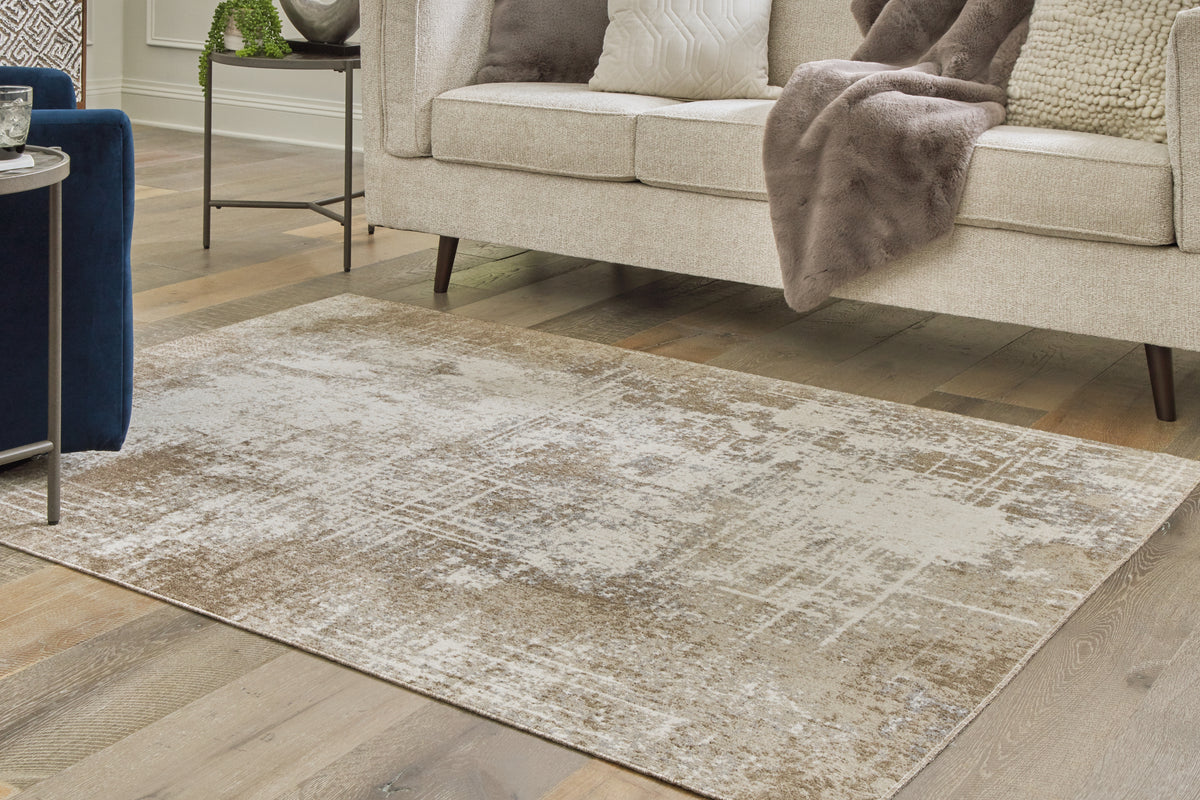 Best Deals Furniture - Ashley Furniture - Grifflain 5'1" x 7' Washable Rug - 5'1" x 7' Washable Rug / Tan/Brown/Gray - R406232