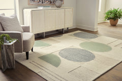 Best Deals Furniture - Ashley Furniture - Dallane 8' x 10' Rug - 8' x 10' Rug / Linen/Blue/Green - R406351