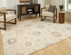 Best Deals Furniture - Ashley Furniture - Calkin 8' x 10' Rug - 8' x 10' Rug / Linen/Gray/Caramel - R406391